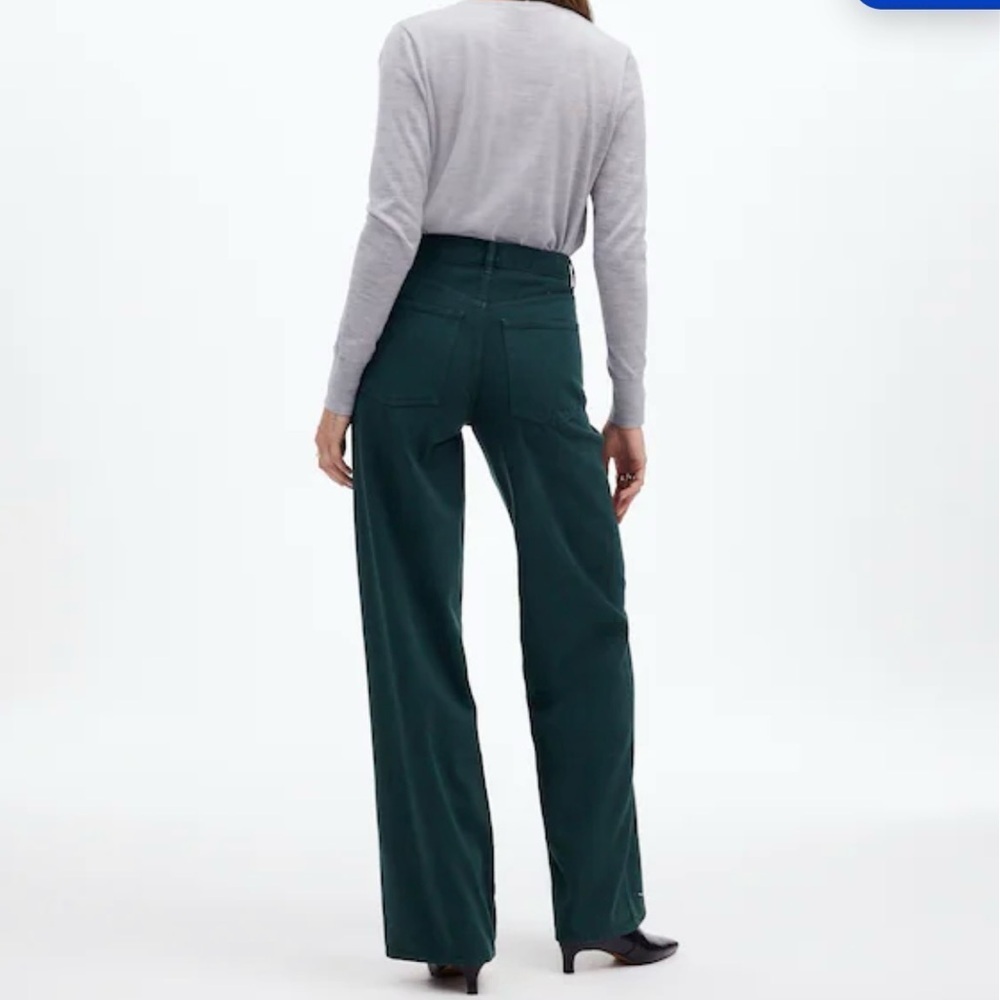 Madewell Superwide Leg Forest Green High Rise Jeans 23 - Picture 3 of 10